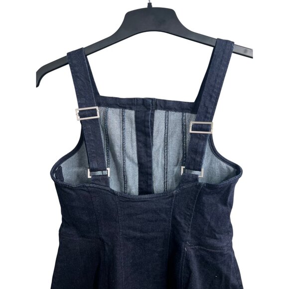 Free People Gimme More Denim Button-Front Mini Dress Adjustable Straps Medium - Picture 12 of 15